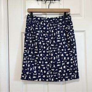 Boden Skirt Womens 6 Blue White Mid Length Linen Blend Pencil Skirt Casual Adult